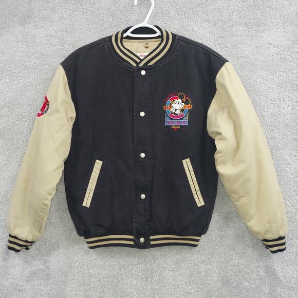 Disney Store Other - Disney Vintage Bomber Jacket Small Mickey Mouse Black And Tan Coat (No Hood)